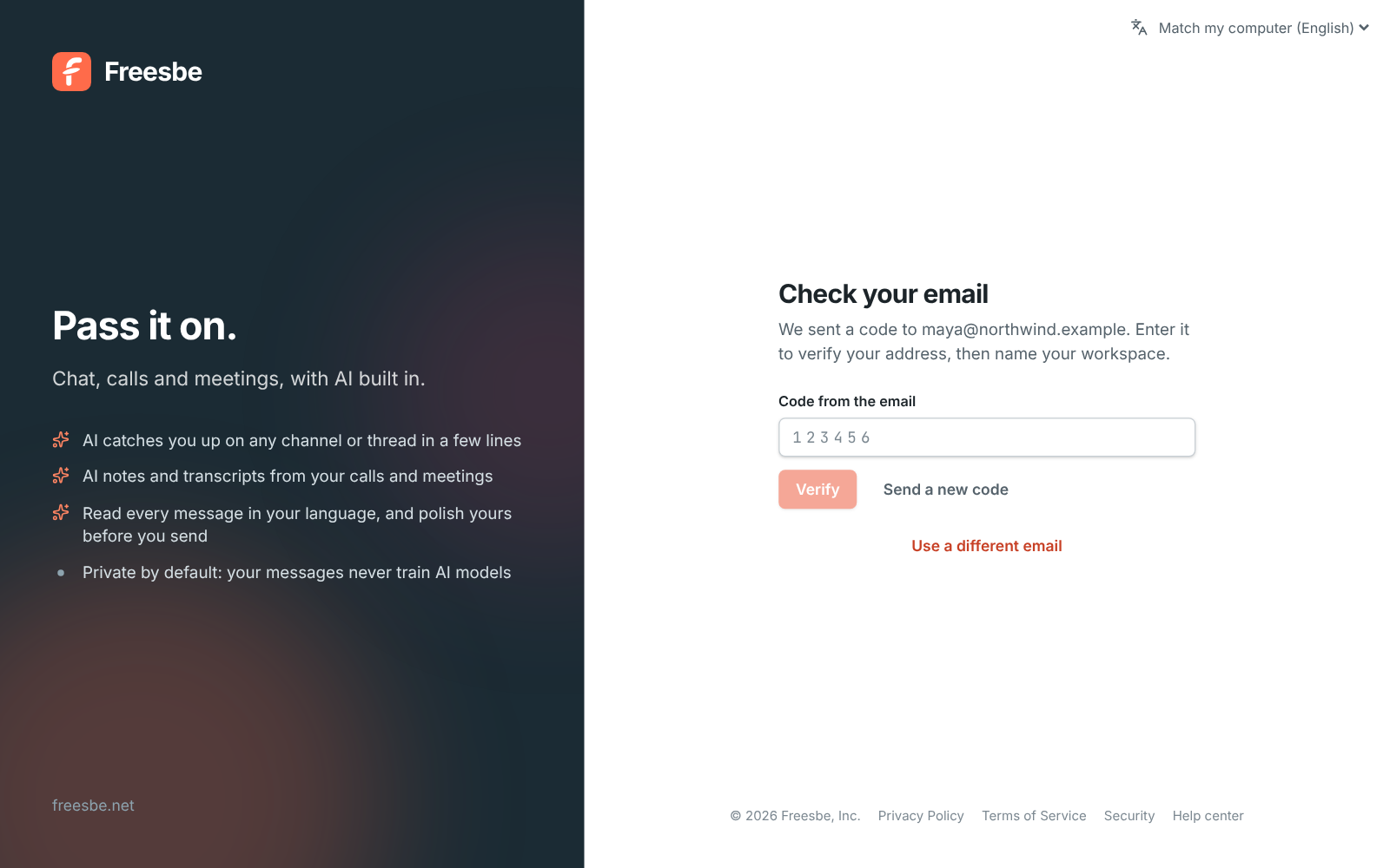 Check your email: enter the 6-digit code to verify your address