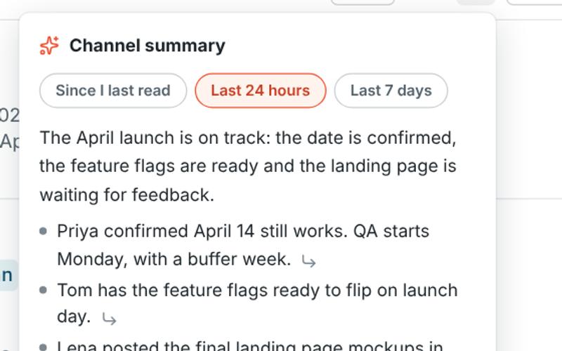 A channel summary with the main points of the last 24 hours
